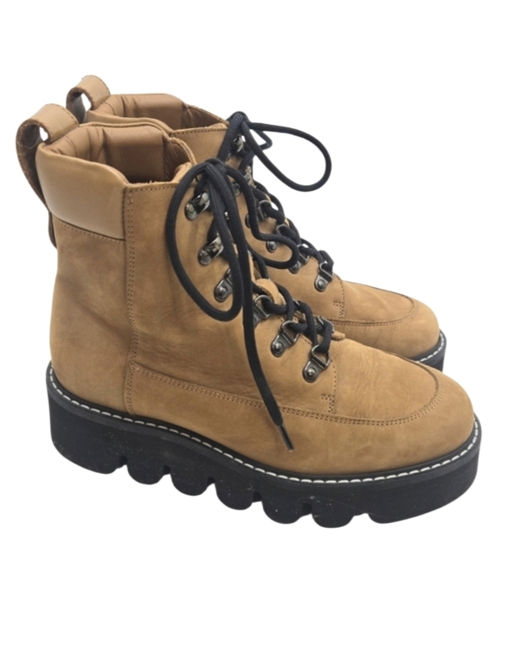 & Other Stories Boots Brown Suede Lace Up Scalloped Soles